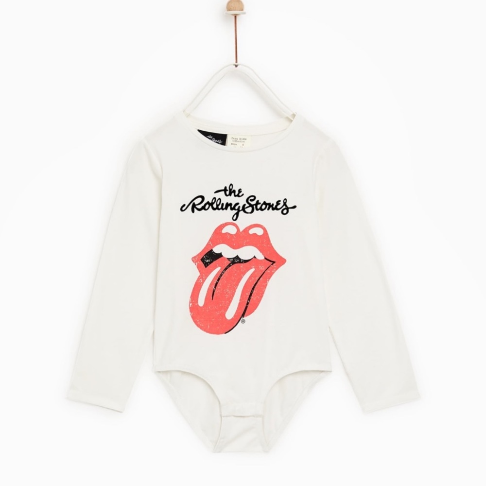ZARA Rolling Stones body white logo graphic